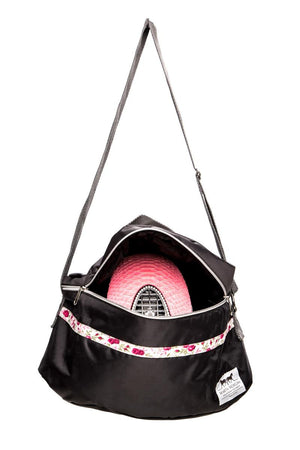 Marta Morgan Helmet Bag (Grey with Pink Floral Trim)