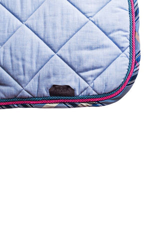 Marta Morgan Cotton Saddle Blanket (Baby Blue Cotton with Navy Tartan Trim)