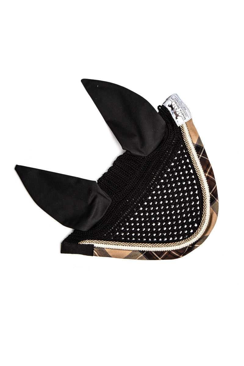 Marta Morgan Fly Ears (Black with a Brown Tartan Trim)