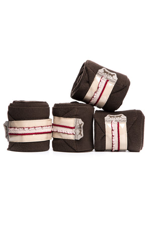 Marta Morgan Fleece Bandages (Brown Fleece with a Beige Frilly Trim)