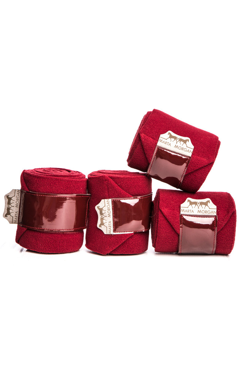 Marta Morgan Fleece Bandages (Maroon Fleece with a Patent Trim)
