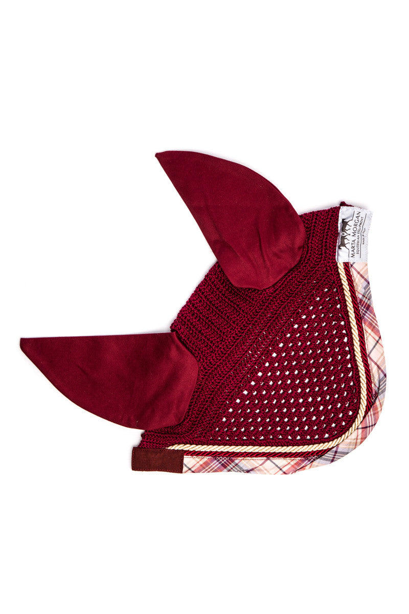 Marta Morgan Fly Ears (Bordeaux with a Pink Tartan Trim)