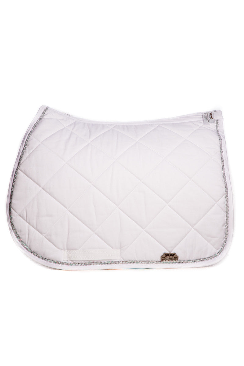 Marta Morgan Cotton Saddle Blanket (White Cotton Silver Trim)