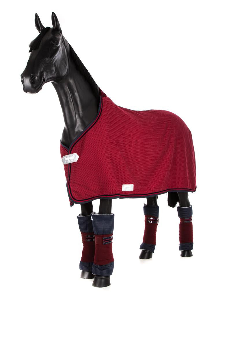 Marta Morgan Waffle Cotton Rug (Bordeaux with Navy Trim)