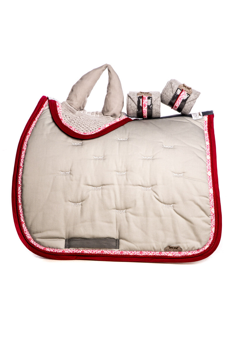 Marta Morgan Fly Ears (Grey with a Pink Floral and Bordeaux Trim)