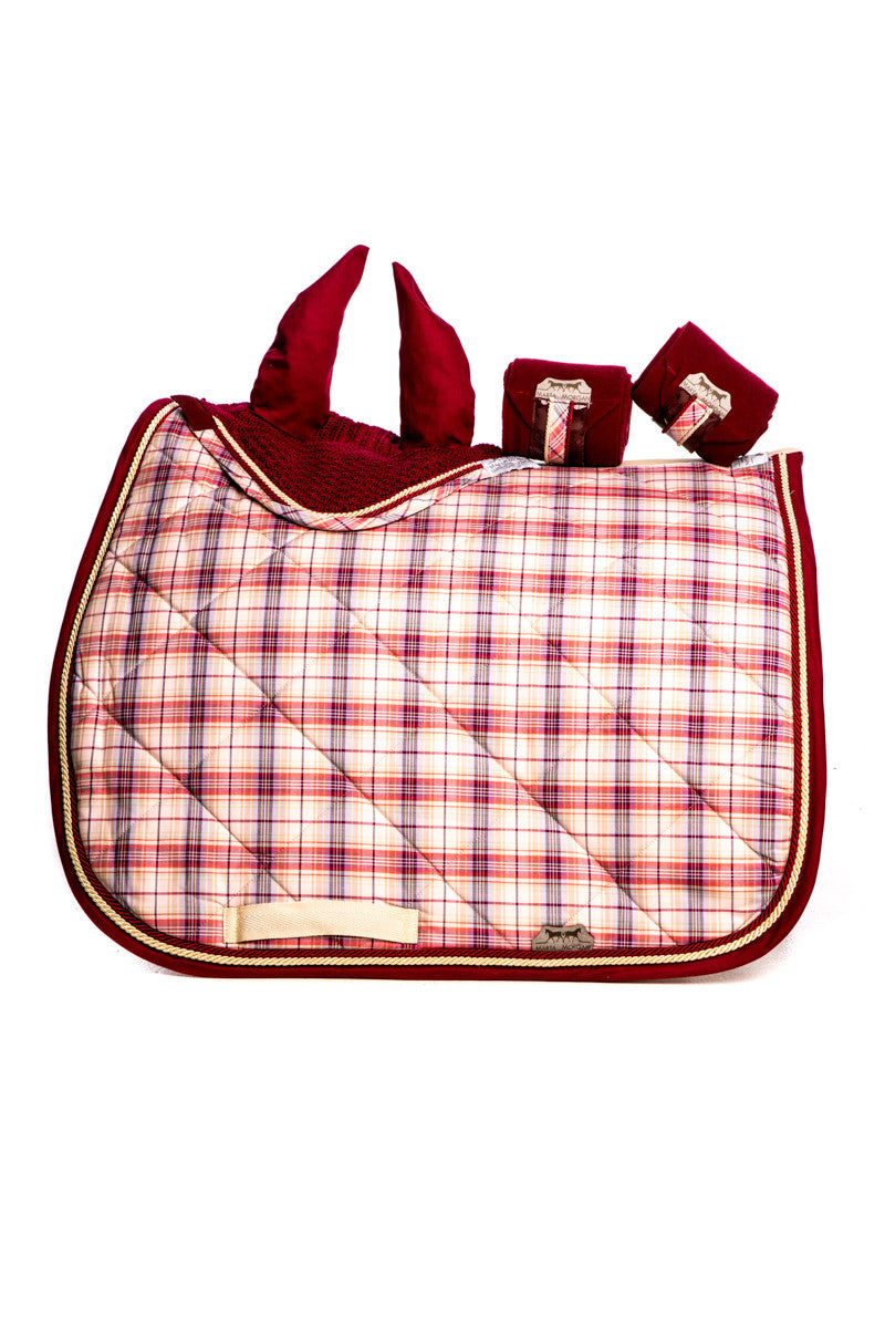 Marta Morgan Fly Ears (Bordeaux with a Pink Tartan Trim)
