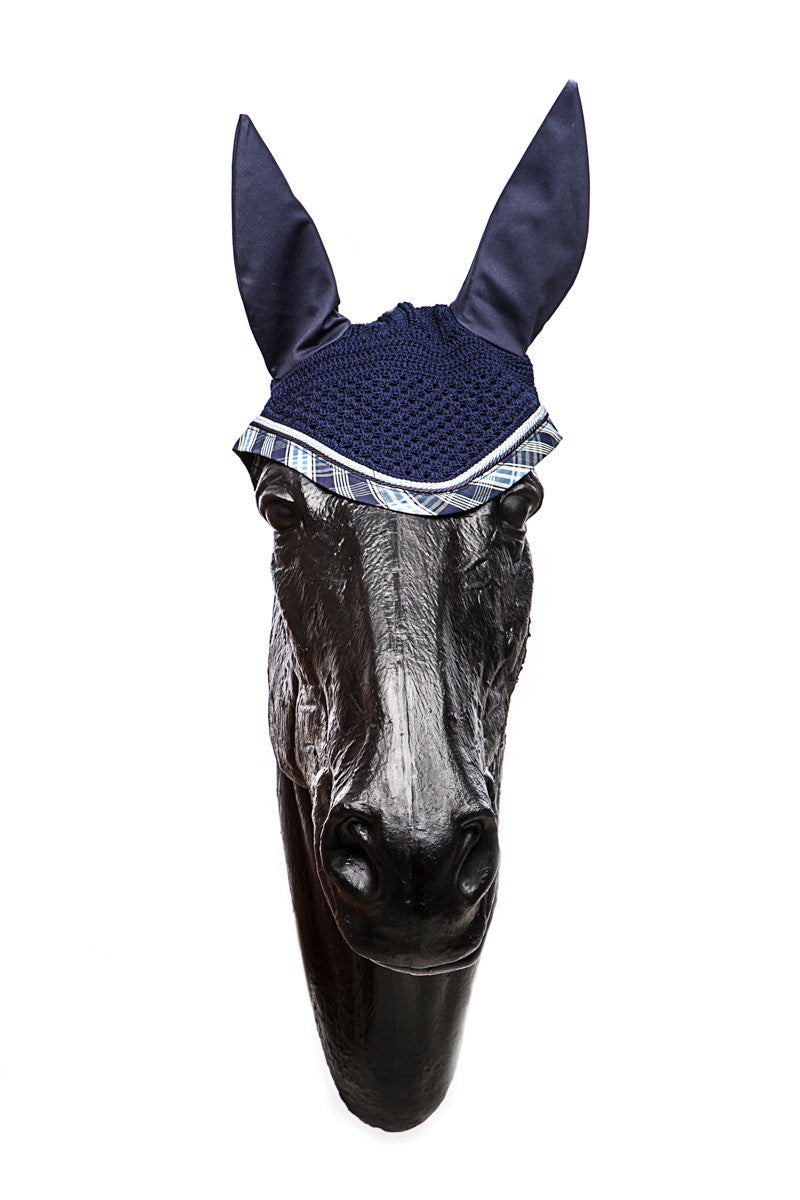 Marta Morgan Fly Ears (Navy with a Blue Tartan Trim)