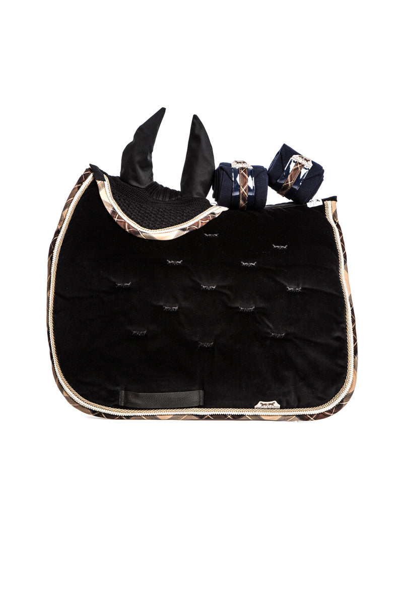 Marta Morgan Fly Ears (Black with a Brown Tartan Trim)