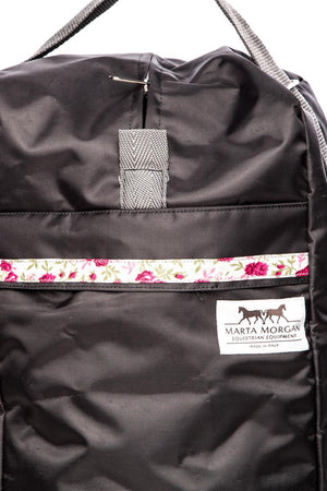 Marta Morgan Boot Bag (Grey with Pink Floral Trim)