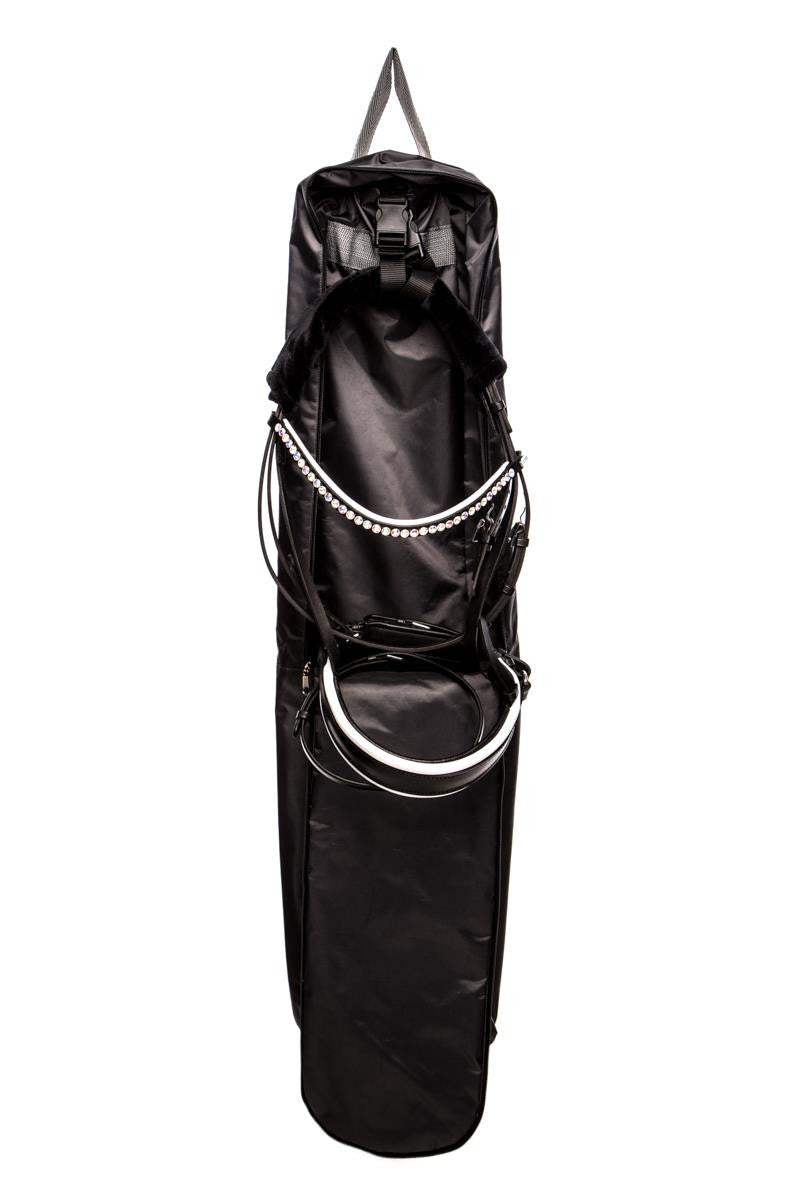 Marta Morgan Bridle Bag (Grey with Pink Floral Trim)