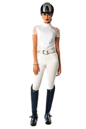 Naomi Polo Competition Shirt (White) - Marked/Faded