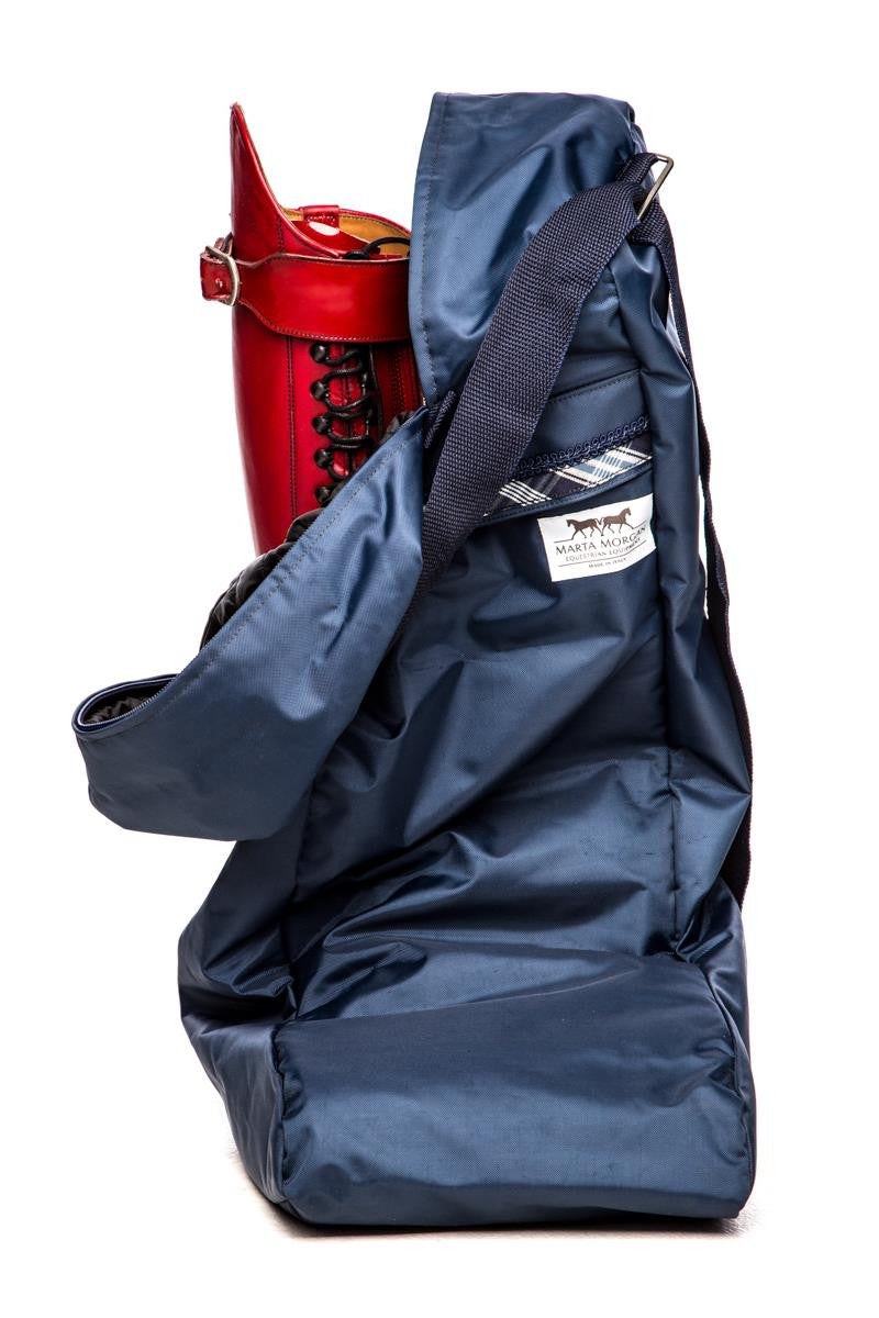 Marta Morgan Boot Bag (Blue with a Blue Tartan Trim)