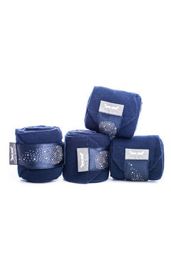 Marta Morgan Fleece Bandages (Navy Fleece with a Navy Satin and Swarovski Trim)