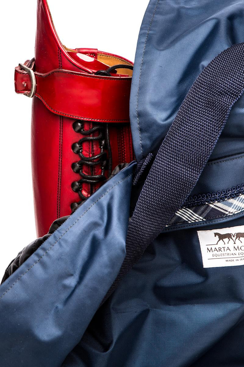 Marta Morgan Boot Bag (Blue with a Blue Tartan Trim)