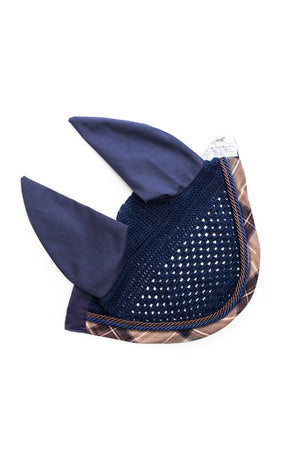 Marta Morgan Fly Ears (Navy with a Brown Tartan trim)