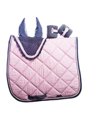 Marta Morgan Cotton Saddle Blanket (Pink Floral with Grey Trim)