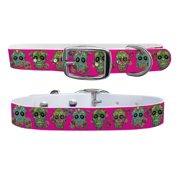 C4 Dog Collar (Sugar Skulls Hot Pink )