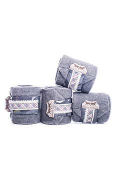 Marta Morgan Fleece Bandages (Grey Fleece with a Grey/Red Tartan Trim)