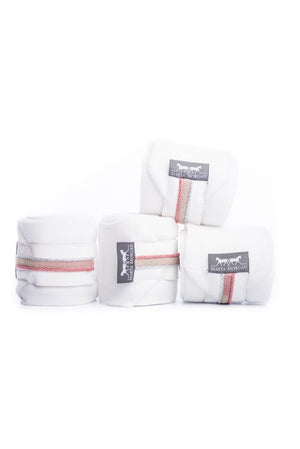 Marta Morgan Fleece Bandages (White Fleece with a White Patent and Pink Trim) - Faded/Marked